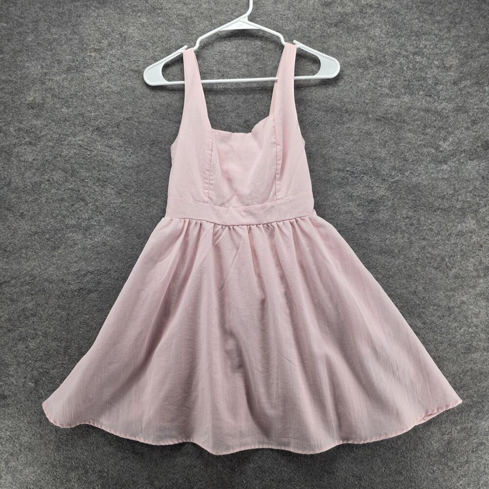 Blue Rain Dress Womens XS Pink Fit & Flare Sundress Square Neck Smocked Strappy